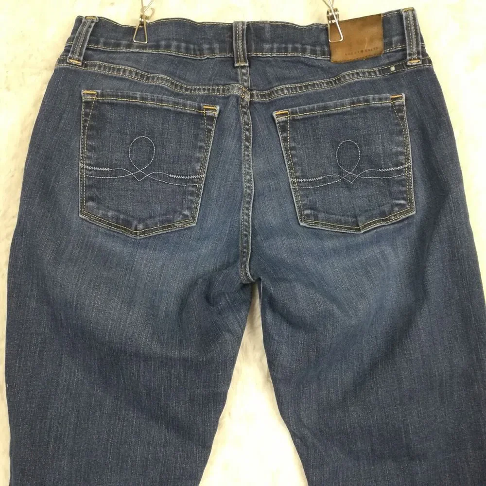 Lucky Brand‎ Womens Jeans Sofia Skinny Blue Denim Whiskering Medium Wash Mid 6